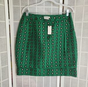 Anthropologie HD In Paris  Green Gold Garden Glimmer Skirt NWT Sz 10